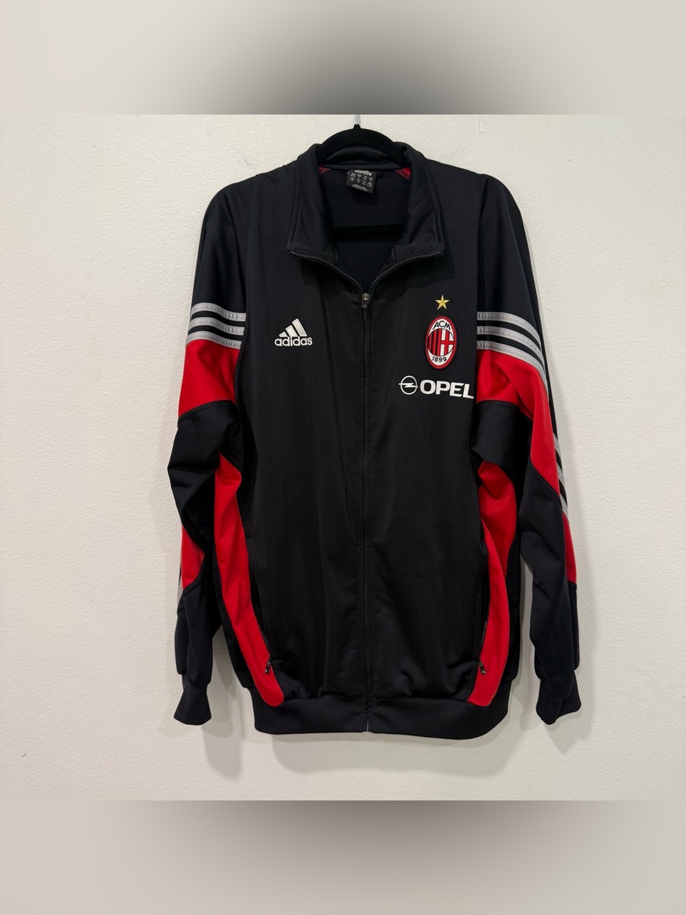 Adidas Vintage 2003-04 AC Milan Black Red Track Jacket Opel Sponsor XL